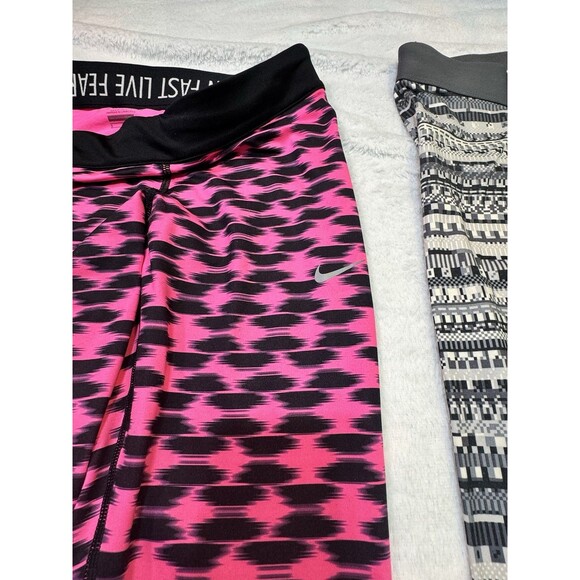 Nike Pro Size S Lot Of 2 Running Tights Pants Lightweight Patterned BRIGHT Pink - Picture 8 of 11